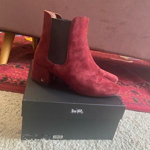 GREAT CONDITION Coach Tia Booties; Size 8; Color Wine; Box Included!